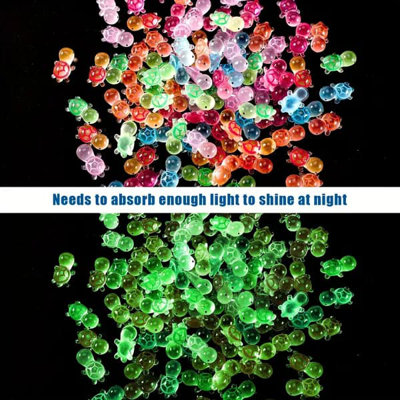 Ensemble de 100 figurines de tortues colorées lumineuses, miniatures brillantes en résine pour l'artisanat, la décoration intérieure, les accessoires de jardin de fées et les cadeaux