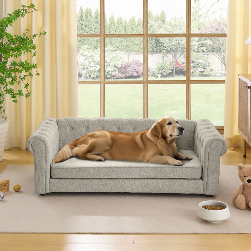 Lit rectangulaire pour chien, canapé-lit pour chien, Beige