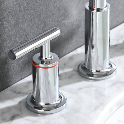 8 In. Widespread Double Handle Bathroom Faucet With Pop Up Drain
