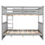 Lit superposé avec échelles et deux tiroirs de rangement en gris, espace polyvalent pour les familles et escalade fiable-2132393535