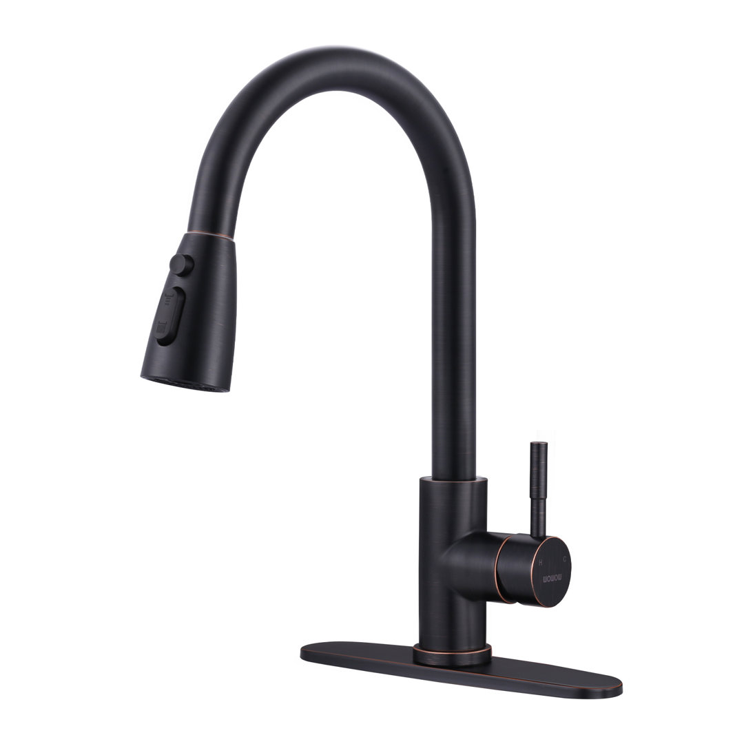 High Arc Pull Down Kitchen Faucet with Sprayer WOWOW 