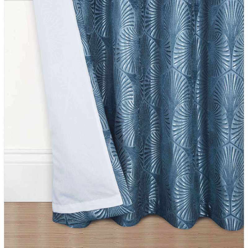 Anthe Semi Sheer Curtain Pair, Blue, 229 W x 229 D cm
