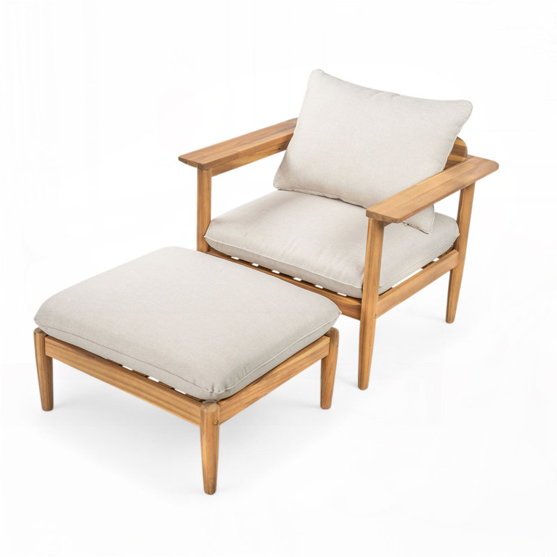 Chaise longue d'extérieur en bois d'acacia avec coussins Jessenia, Oui