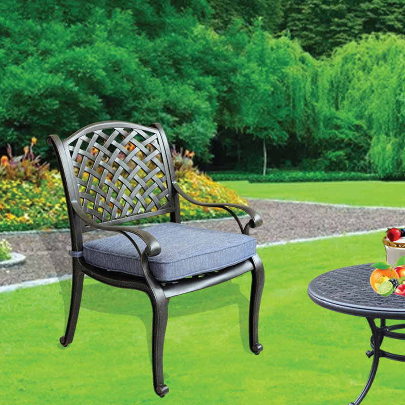 Chaise de terrasse avec coussin Annecorinne, Gris, Bronze lave foncé