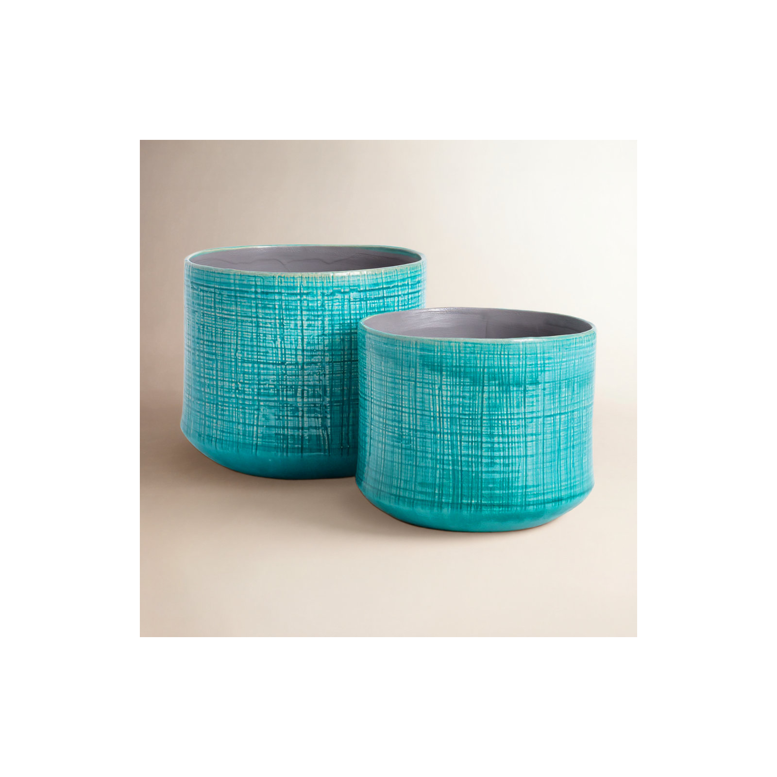 Phoenix Treille High-Gloss Ceramic Pots, Set of 2, Blue
