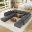 Canapé modulaire convertible 10 places en velours côtelé avec rangement, 8 coussins de dossier et 8 coussins décoratifs-867340499