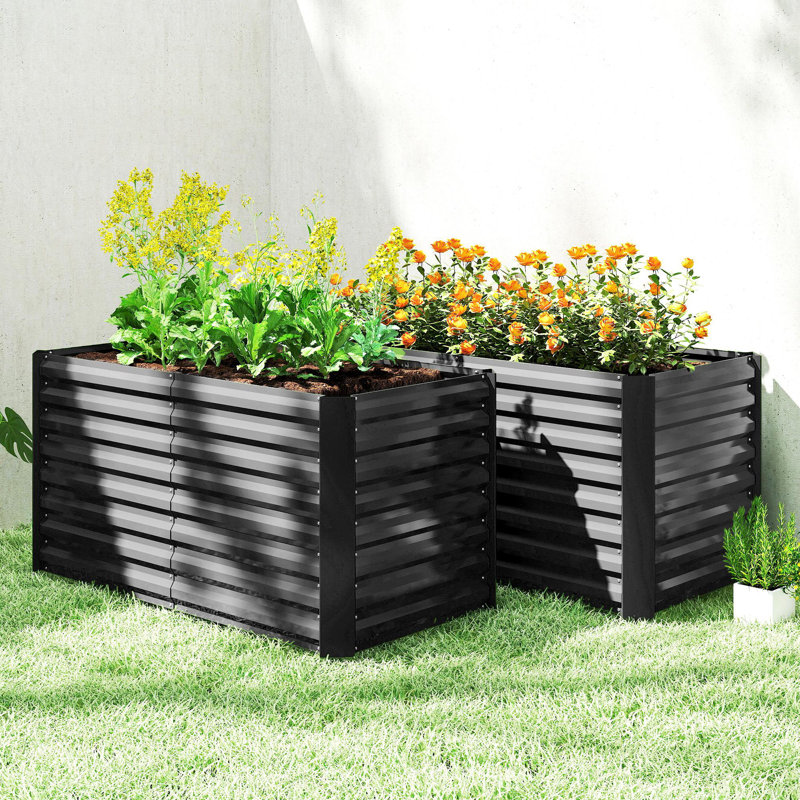 Ensemble de 2 jardin surélevé, jardinière, noir, Noir