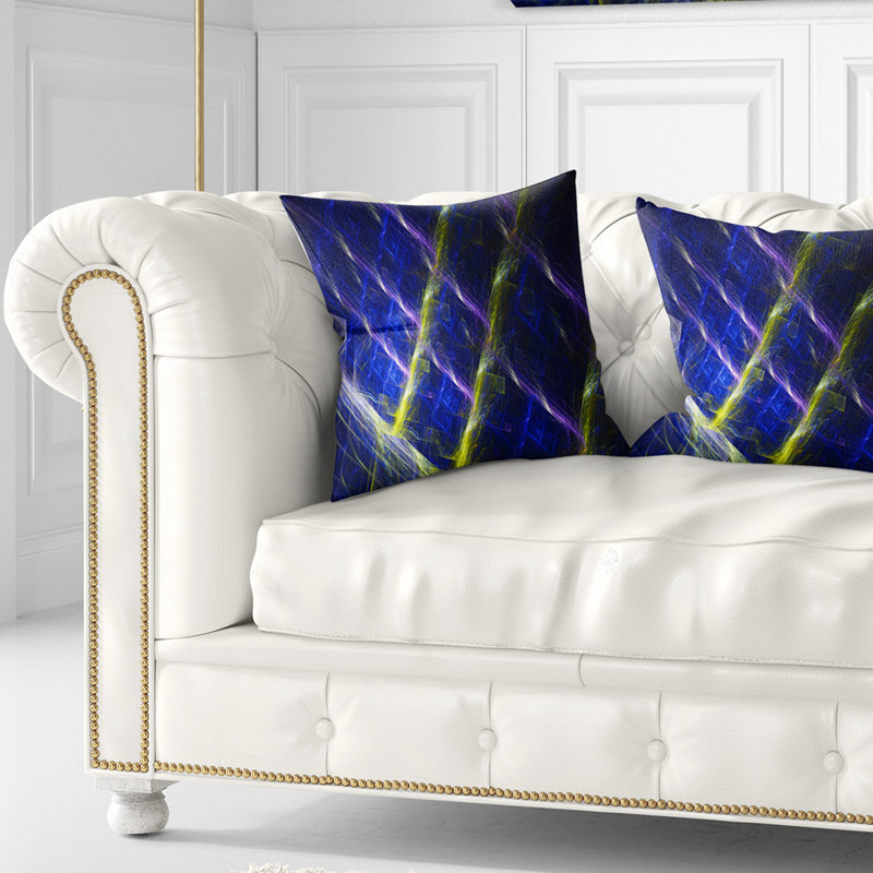 Barbecue fractal bleu foncé - coussin imprimé abstrait, 16 po x 1 po, Coussin décoratif