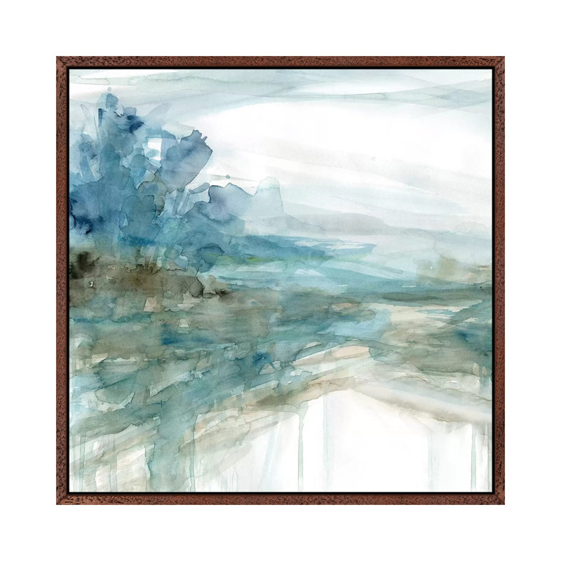 Shimmering Treeline I by Carol Robinson - Painting on Canvas, Classic Brown Wood Framed, 66.04 cm H x 66.04 cm W