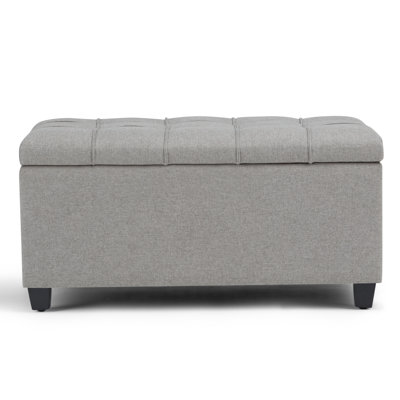 Sienna 33"W Upholstered Linen-Look Fabric Transitional Rectangular Storage Ottoman Bench with Tufted Styling