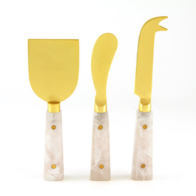 Marble/Gold Accent Cheese Knife Set