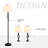 3 Piece Table Floor Lamp Set with Metal Pole, Round Base, and Fabric Lampshade, for Living Room, Black/White