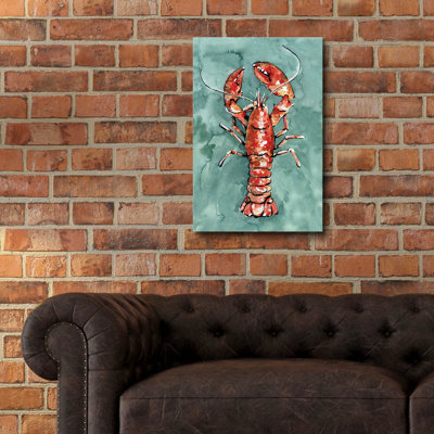  «Aquatic Lobster 1» par Emma Caroline, art mural en verre acrylique, 16 po x 24 po