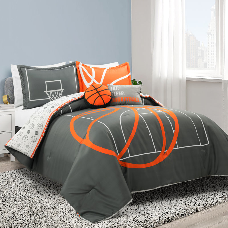  Basketball Game Reversible Oversized Comforter Charcoal, Charcoal, Full/Double