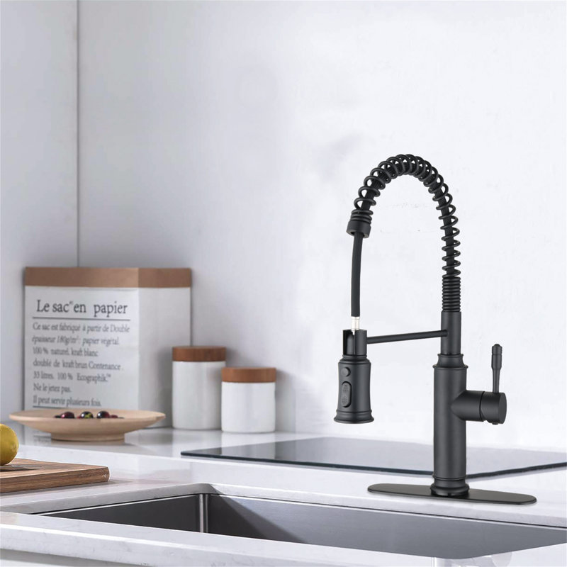 Robinet de cuisine tactile avec douchette extractible, Noir mat