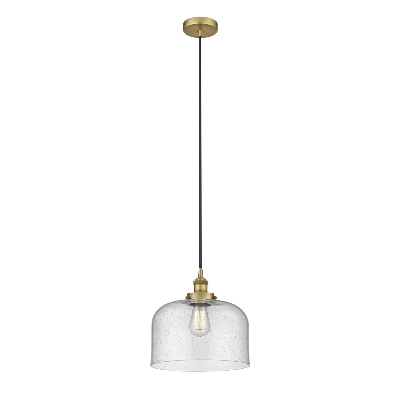Luminaire suspendu en forme de cloche à 1 lumière Amaelle, Laiton brossé