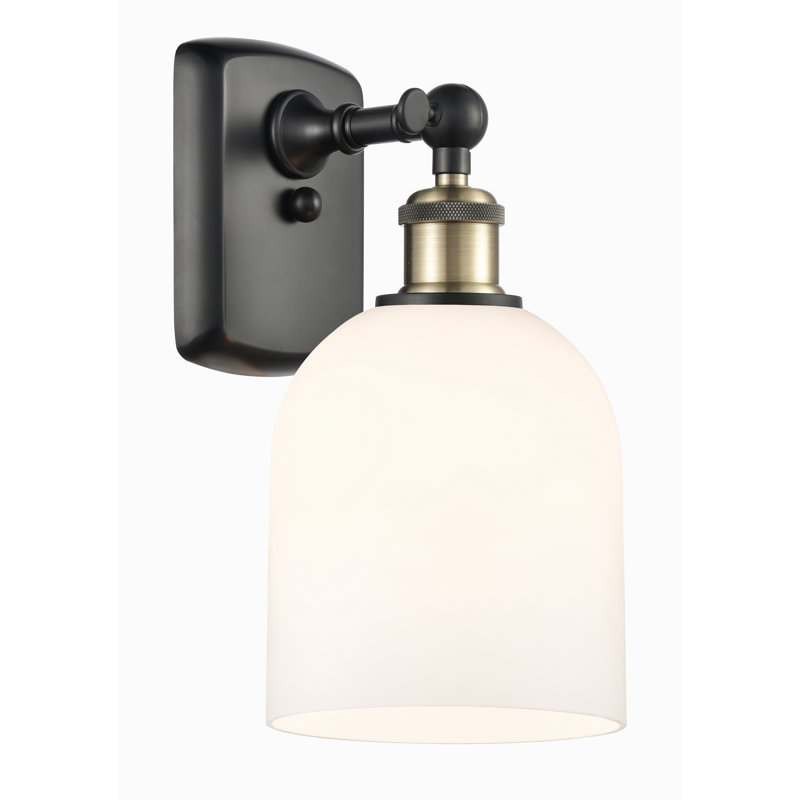 Anacaren Steel Armed Sconce, Glossy White, Black Antique Brass