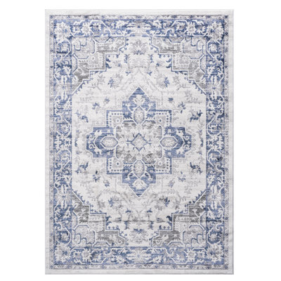 8X10 Non-Shedding Area Rug With Blue/Grey/ Touch, Stain , Suits Living Room, Bedroom, Dining Space 8X10, & Enhances Room