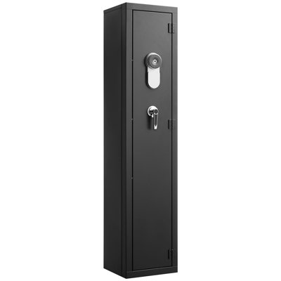 Gun Safe, Heavy Duty Cold-Rolled Steel Fireproof Rifle Cabinet with Fingerprint, Digital Keypad & Key, Large Long Gun Cabinet with Magazine and LED, Adjustable Racks for Rifles, Pistols, Shotgun