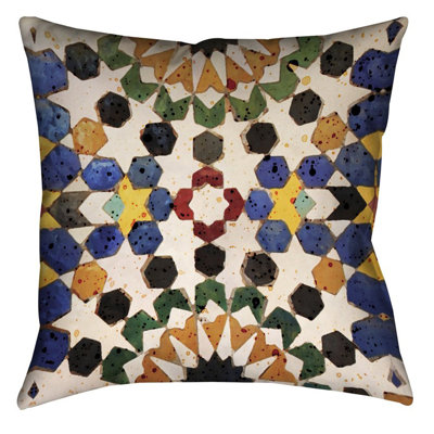Spanish Tile Geometric Throw Pillow