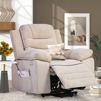 Fauteuil inclinable souple, fauteuil inclinable de massage, fauteuil électrique pour personnes âgées avec fonction de massage et de chauffage réglable, fauteuil inclinable avec position infinie et poche latérale pour le salon