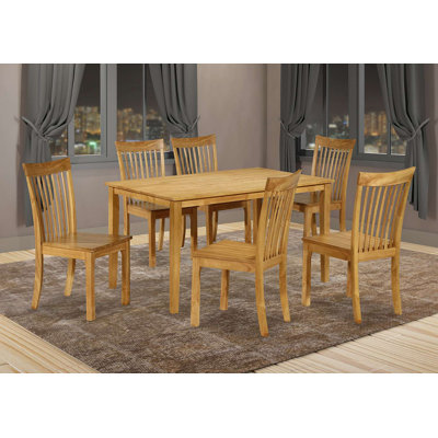 Natural Oak Dining Set with Square Table and Two Wooden Chairs by Red Barrel Studio