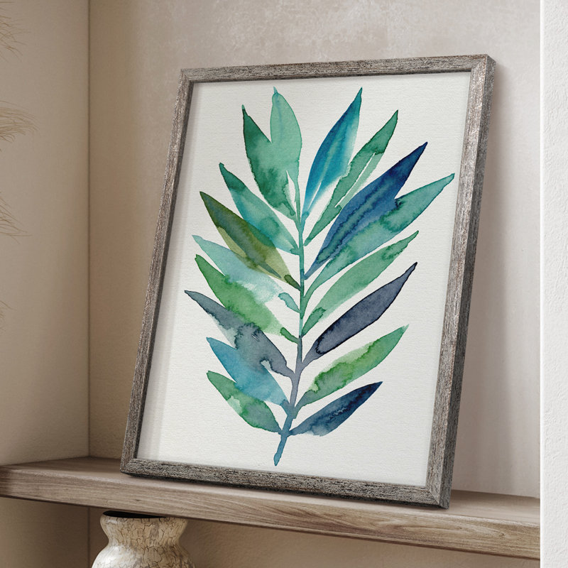 Palm Frond Flow II, reproduction encadrée - bois massif, H 11 po x l 9 po