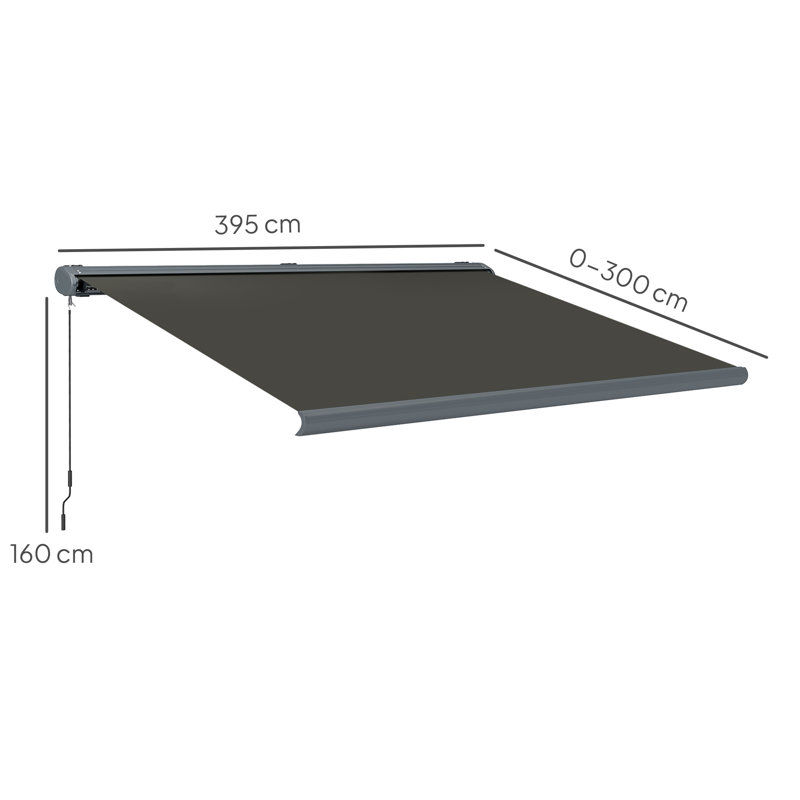 Brayden Studio 395cm W x 300cm D Polyester Cover Motorised Retractable Patio Awning