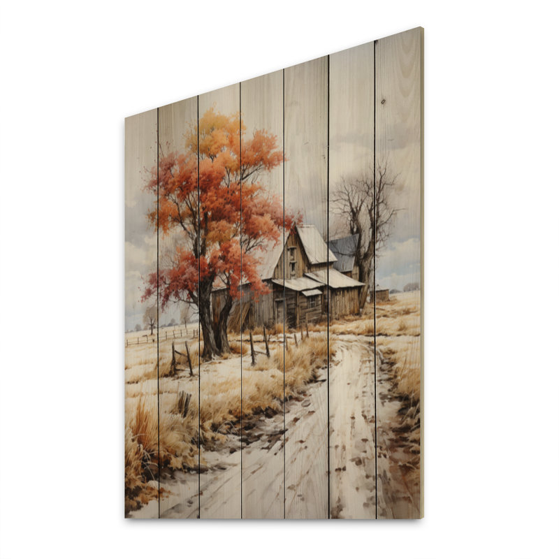 Farmhouse Seasons II sur impression sur bois, H 40 po x l 30 po x P 0,78 po