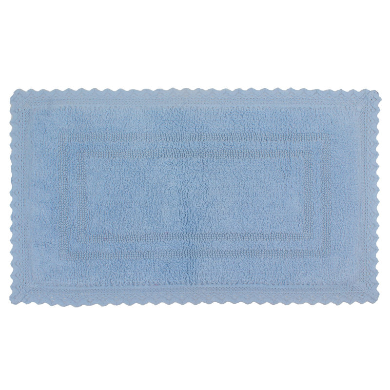 Opulent Absorbent Cotton Soft Bath Rug, 21" W x 34" L, Blue