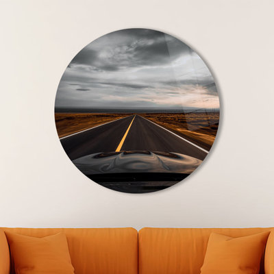 Superbe décoration murale en verre mettant en vedette un paysage de route d'asphalte tranquille, parfaite pour ajouter une touche artistique à tout espace de vie