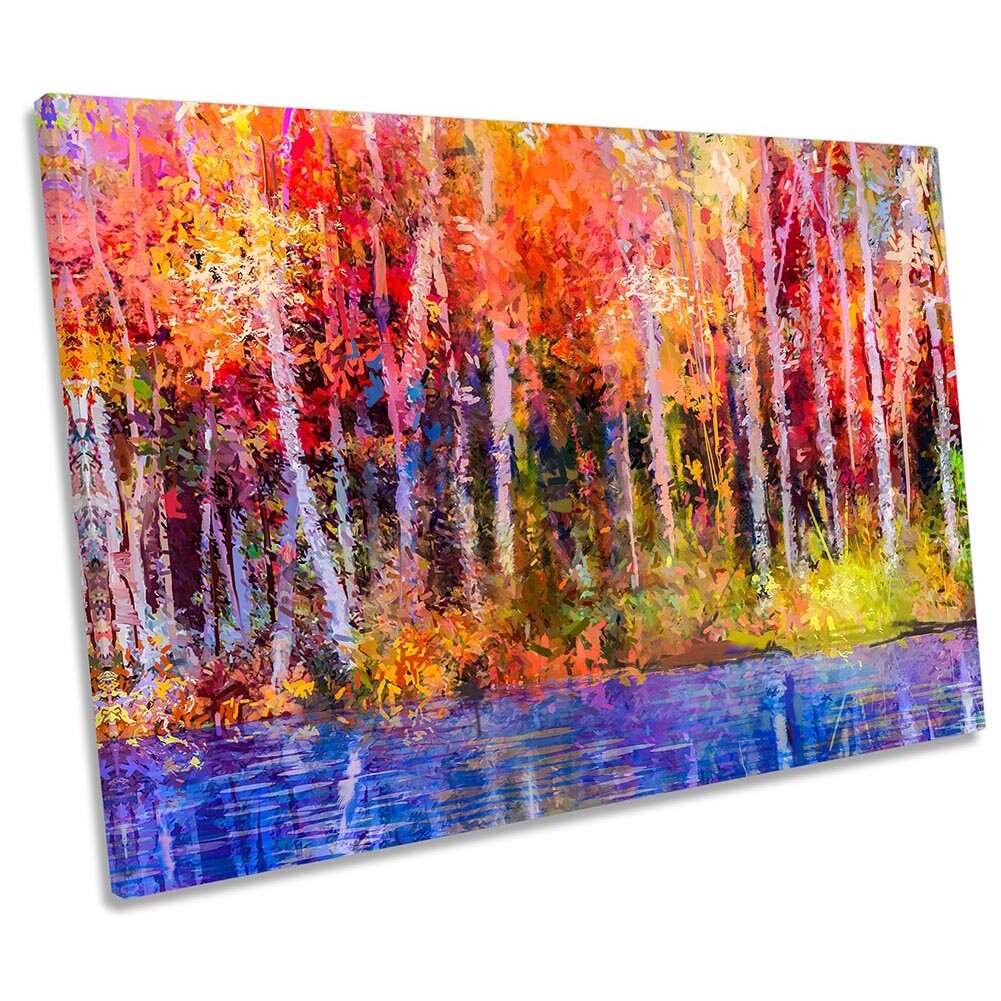 Gerahmtes Leinwandbild Abstract Autumn Forest Trees