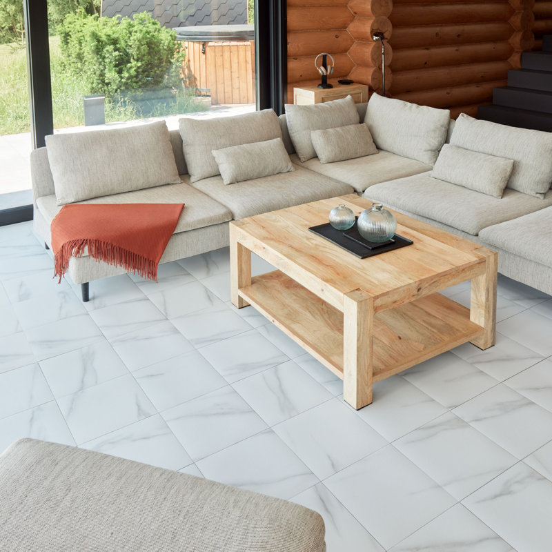 NOVECRAFTO Chidimma 1.5 mm Thick Vinyl Tile, White Marble