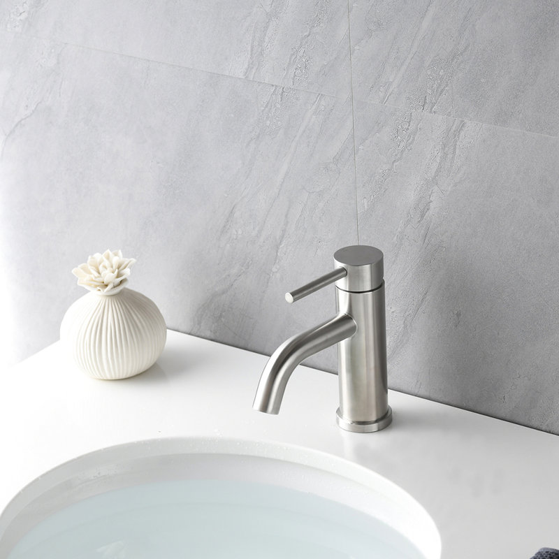 Brushed Nickel Stainless Steel, Single Hole Bathroom Faucet, 6.76" Height, Aerated Waterfall Stream, Single Precision, Setup, Spot-, Modern Residential Home Use High With Steel Finish, Brass Valve,