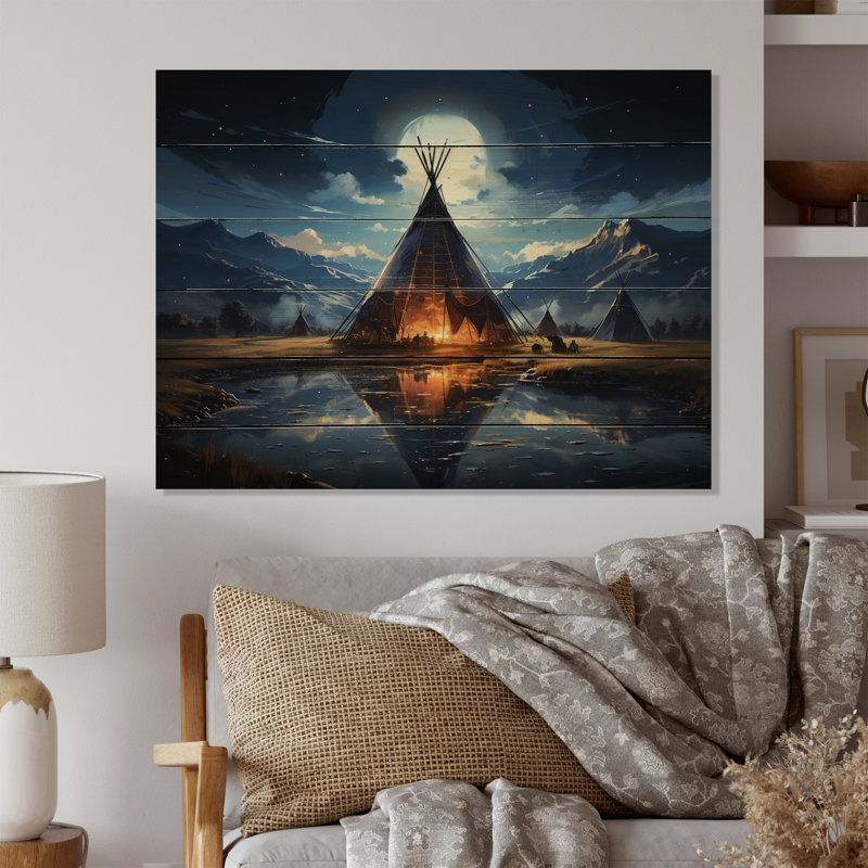 Native Tipi Luminous Gateway To The Spirit II sur impression sur bois, H 24 po x l 32 po x P 0,78 po