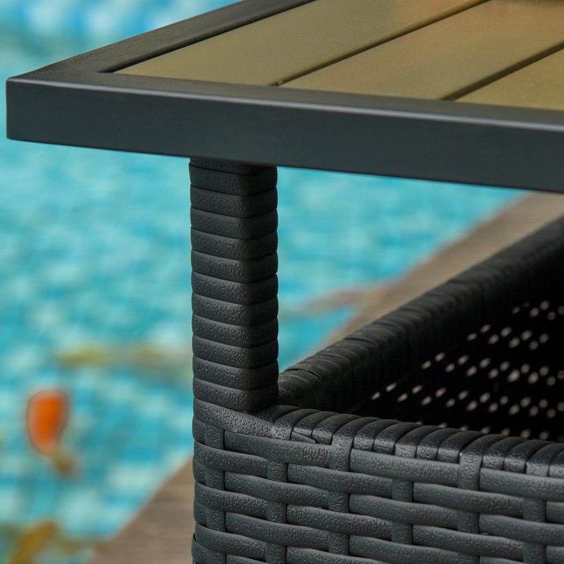 Table d'appoint 22 po avec structure en acier robuste - extérieur, terrasse, trou d'insertion de parasol de jardin, sacs de sable inclus résistants pour une utilisation extérieure Patio, jardin, cour arrière