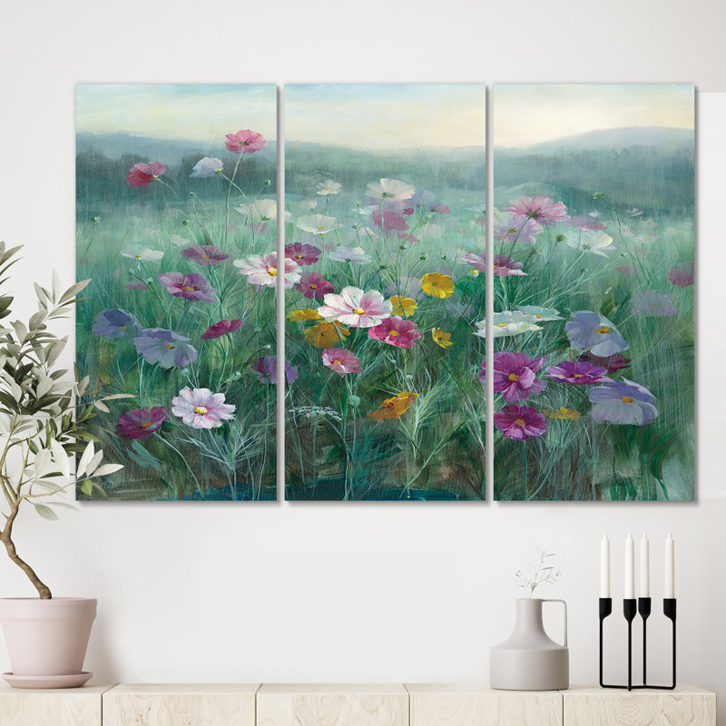 Champ de fleurs - reproduction d'art sur toile tendue, H 40 po x l 60 po x P 1 po