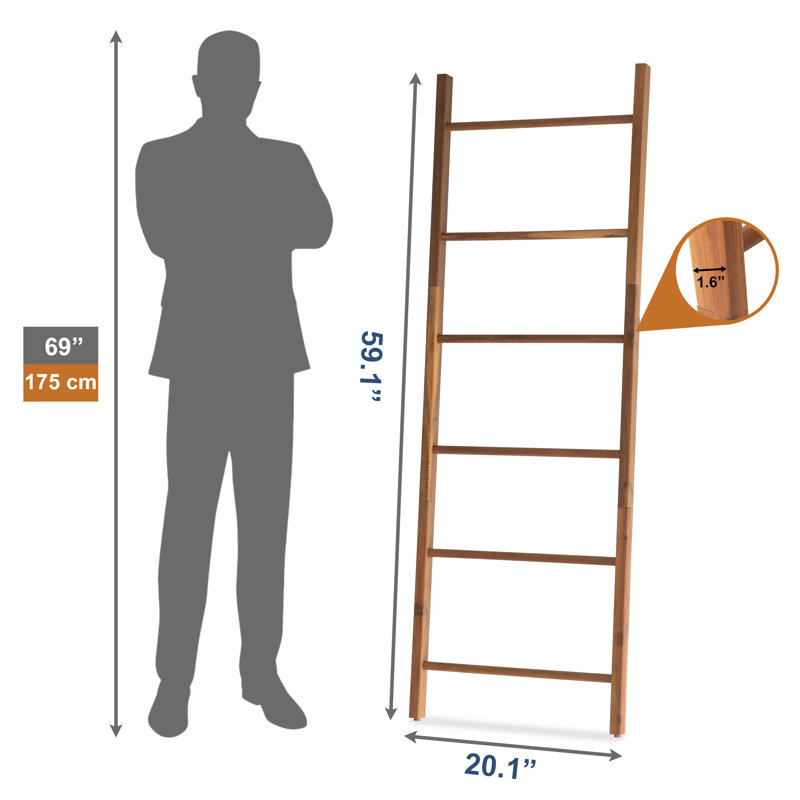 59 Inches Tall Solid Wood Blanket Ladder