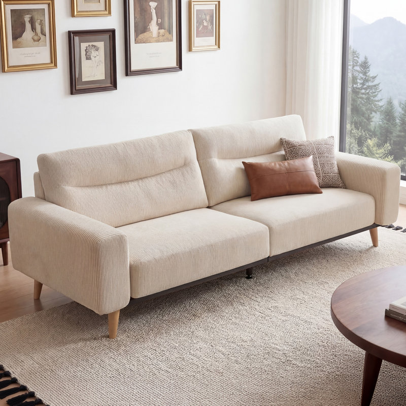 Modern 82" Corduroy Loveseat Sofa Couch for Living Room, Beige