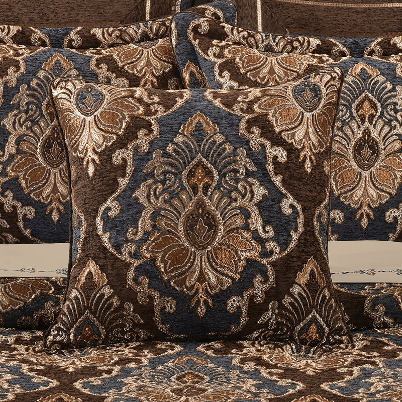 Coussin décoratif carré 20 po Sofia, Wedgewood damassé