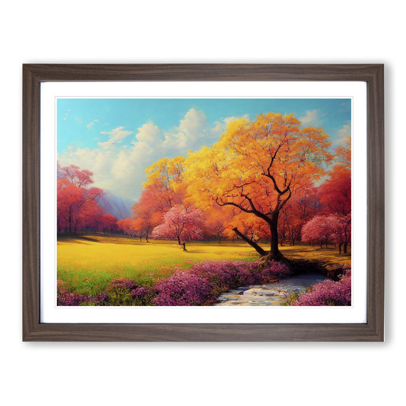 Spring Forest Landscape Vol.1 - Framed Print, 34cm H x 46cm W x 2cm D, Walnut