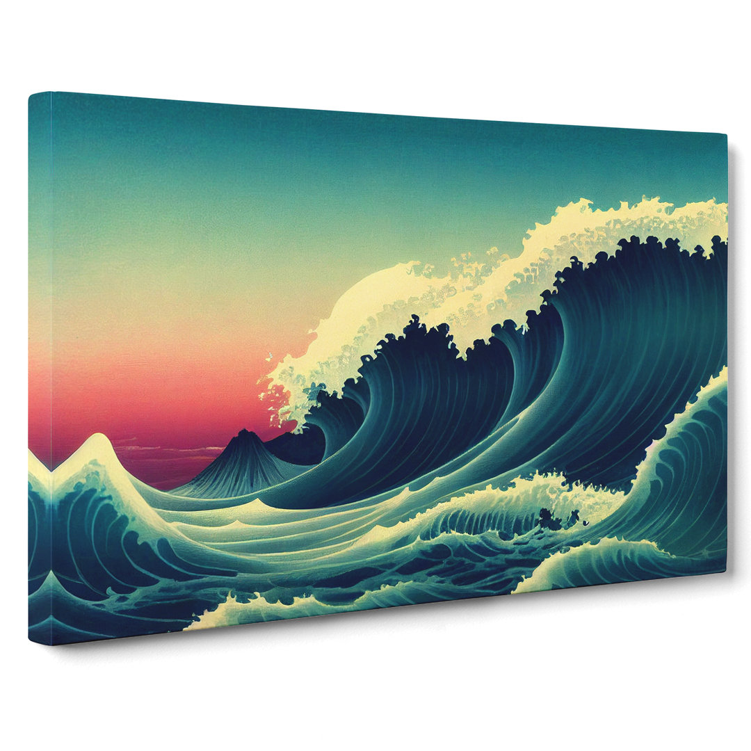 Japanese Wave Sunset Vol.3 - Wrapped Canvas