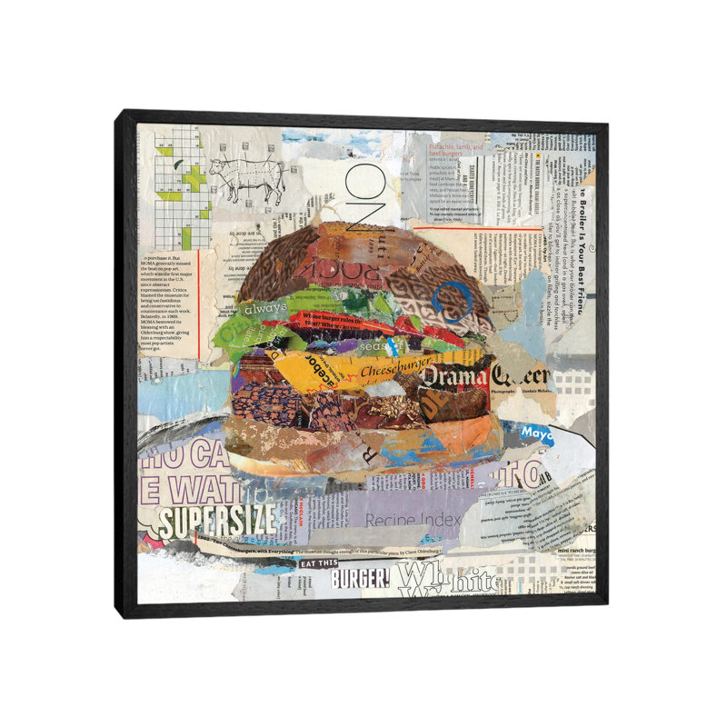 Eat This Burger by Jamie Pavlich-Walker - Print on Canvas, Black Framed, 93.98cm H x 93.98cm W x 3.81cm D