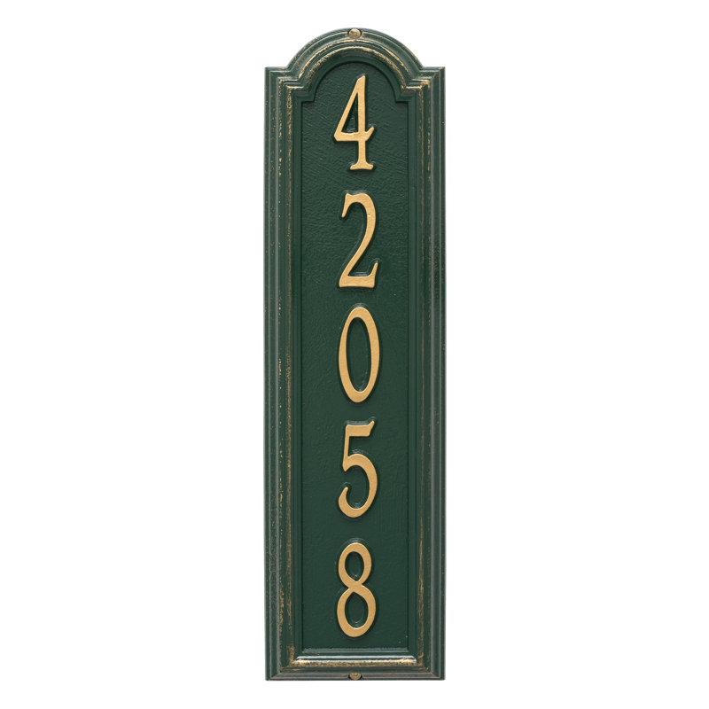 Plaque d'adresse murale personnalisée Manchester, Oui, Vert/doré