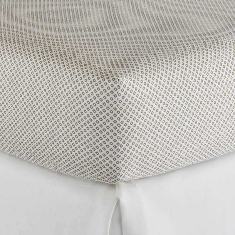 Emma 300 Thread Count Geometric Egyptian-Quality Cotton Sateen Fitted Sheet, Twin Fitted Sheet, Linen