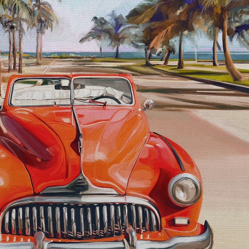 « retro beach day i », reproduction d’art sur toile non encadrée, H 24 po x l 18 po x P 1,5 po