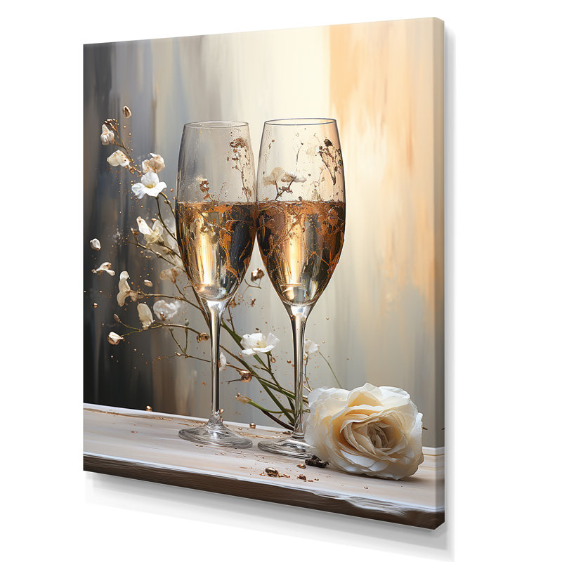 Champagne Flute Fantasies II sur toile, Toile tendue, H 32 po x l 16 po x P 1 po