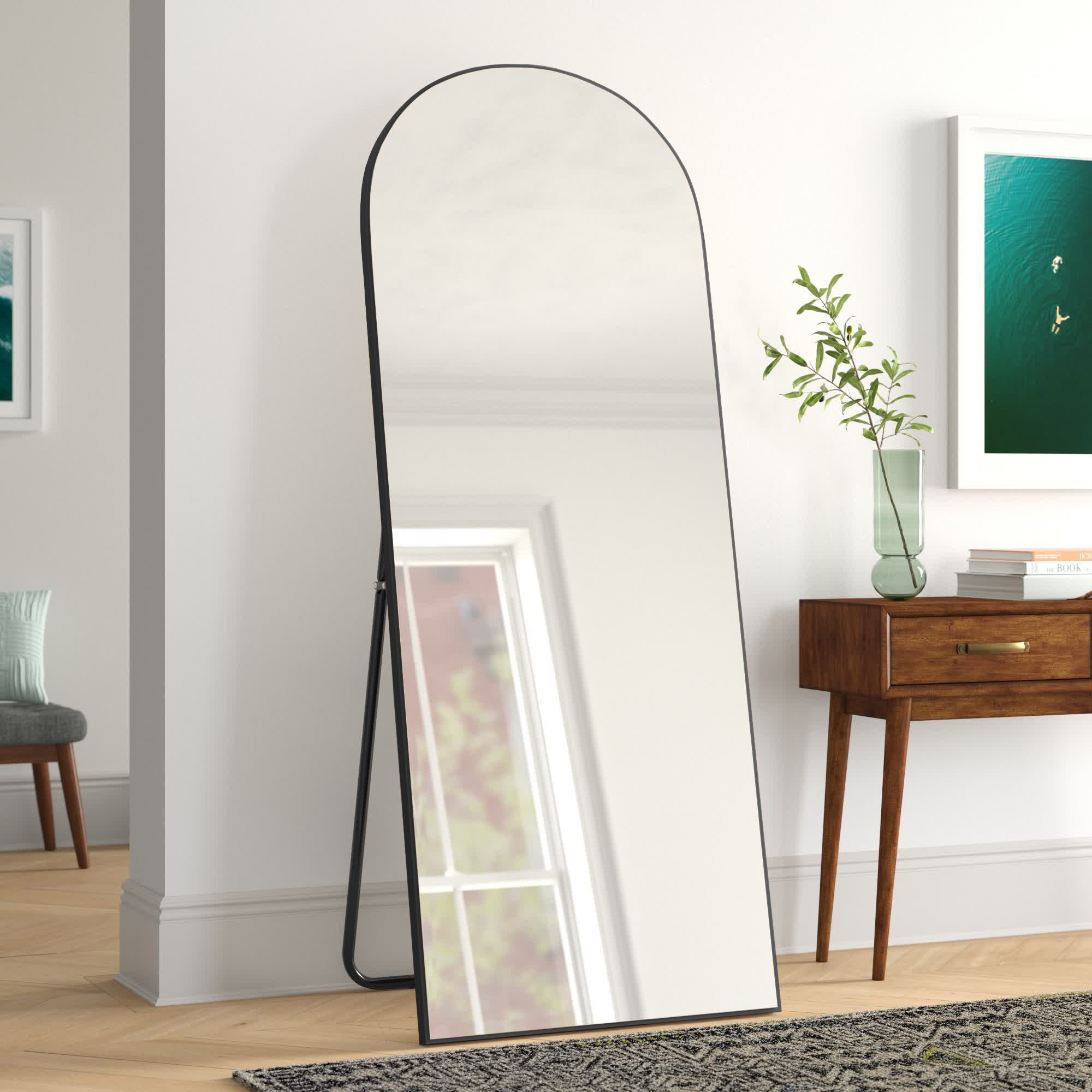 Mercury Row® Osterman Wood Full Length Wall Mirror with Bracket ...