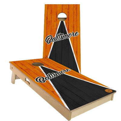 Baltimore Triangle Baseball Cornhole Board Set | Includes (2) Boards, (8) Bags & Optional Accessories