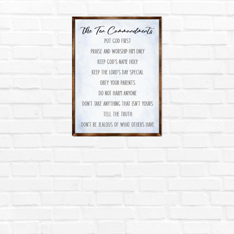 Les dix commandements par GDeBrekht - Cadre photo, art textuel sur bois, H 32 po x l 24 po x P 0,5 po